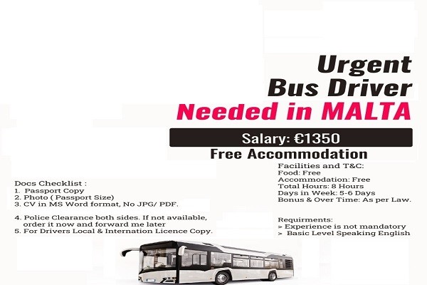 Urgent Hiring For Bus Driver Jobs in Malta